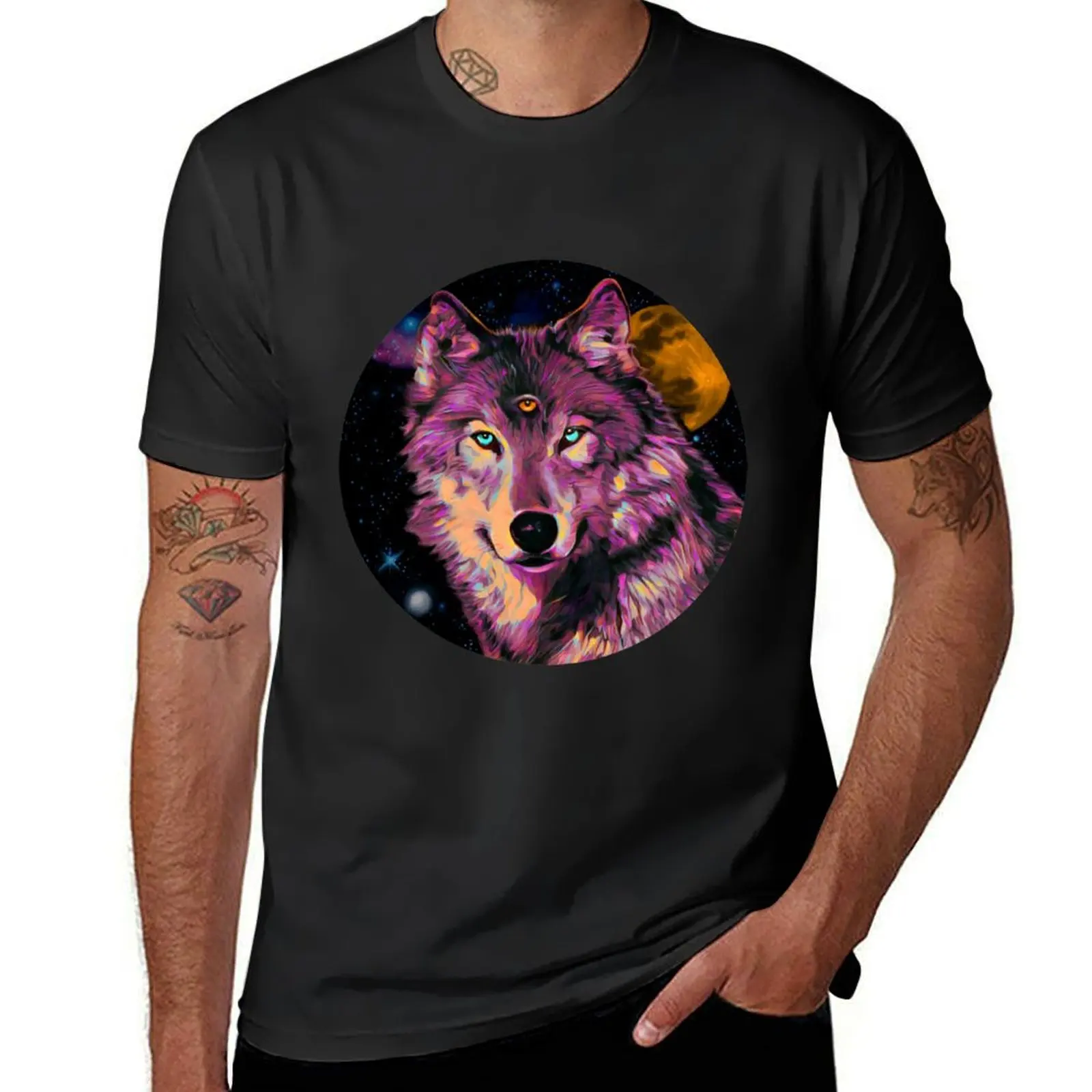 Aware Wolf T-Shirt plus size tops korean fashion funnys aesthetic clothes T-shirts for men cotton