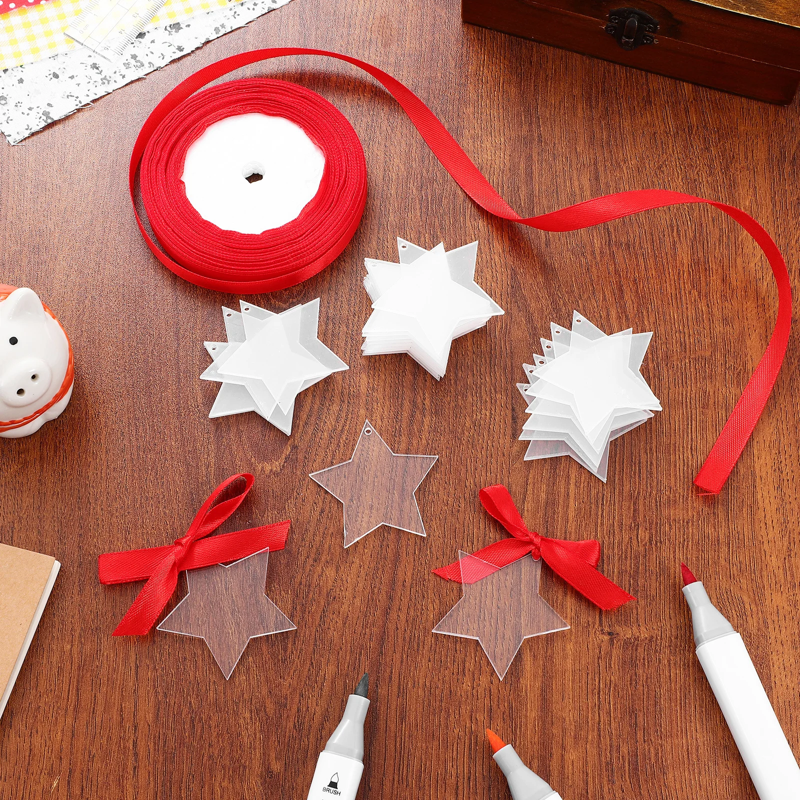 

30Pcs Star Keychain Blanks Acrylic DIY Blanks for Key Accessories Bag Pendant Decorations Portable Acrylic Key Rings