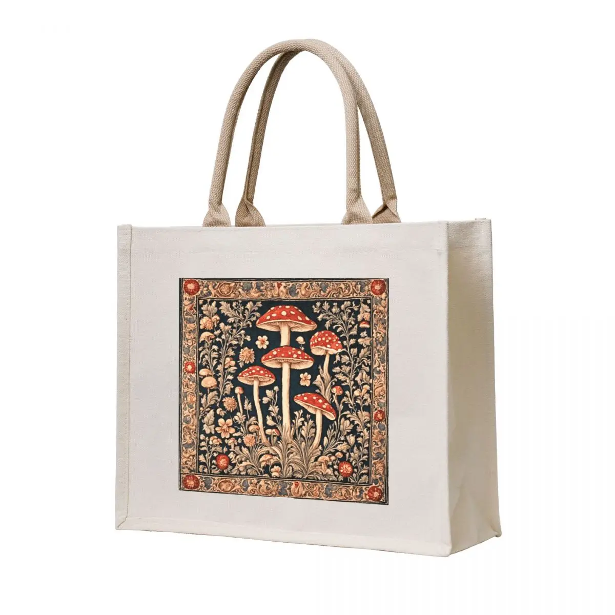 

Dark Cottagecore Mushroom Medieval Tapestry Tote Bag tote bag men's custom bags woman shopping bag reusable shopping