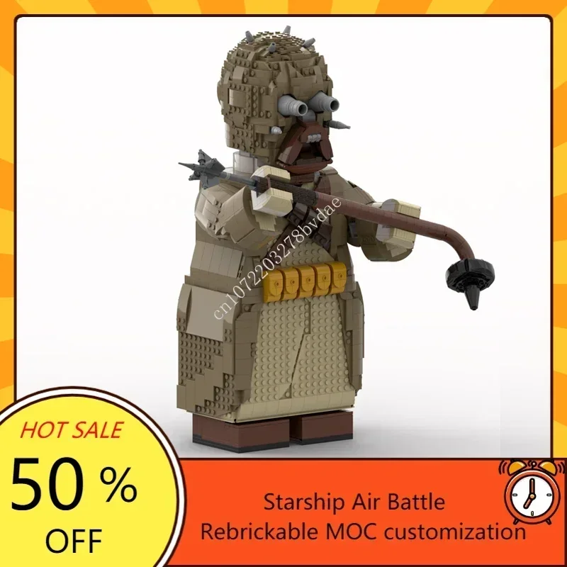 MOC – série de bataille spatiale, modèle Megafigure Tusken Raider, Puzzle personnalisé, technologie, bricolage, jouets d'assemblage créatifs, cadeaux pour enfants