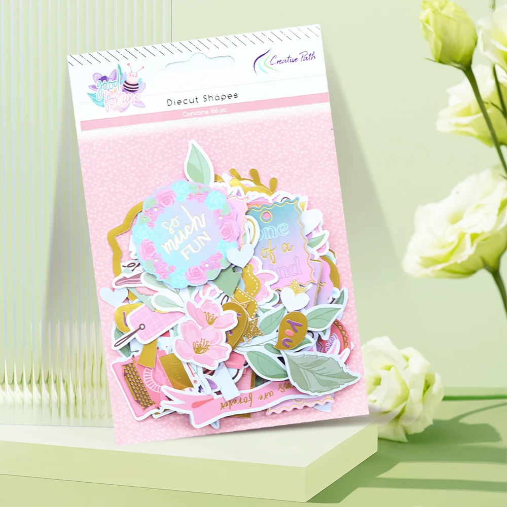Creative Path 166 stuks Paarse Roze Bloem Scrapbooking Stansen Papier Stansen Ephemera Versieringen Voor Journaling Kaarten Maken