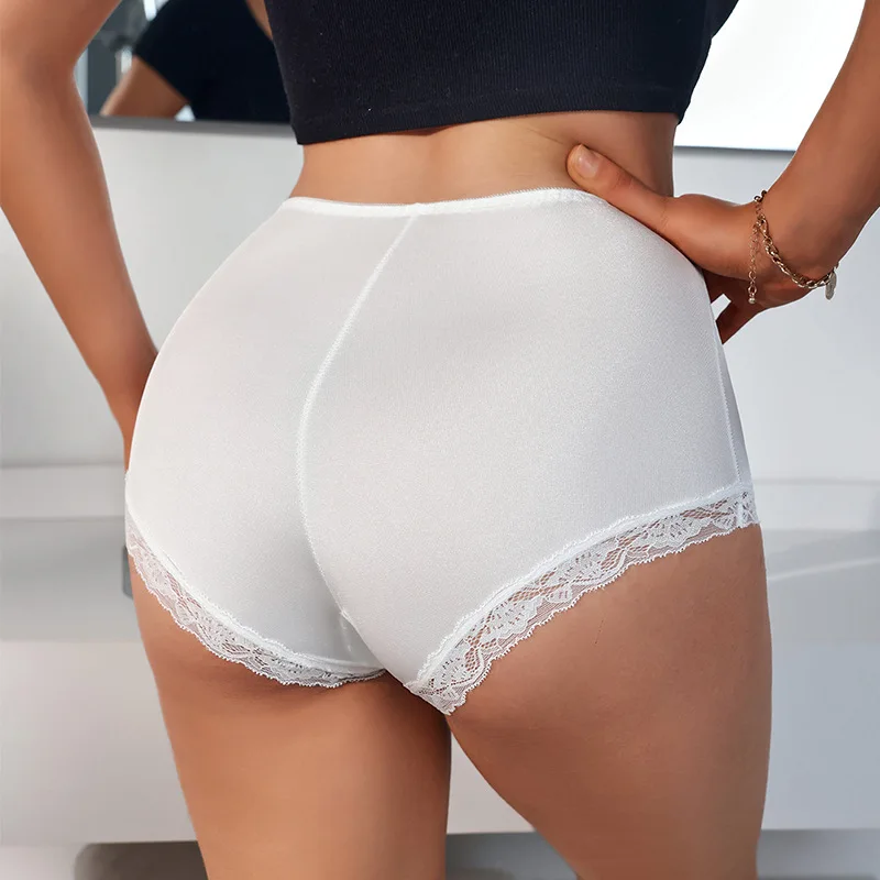 Women White Lace Panties Bow Sexy Briefs Female Mid Waist Underpants High Elasticity Pants Solid Color Panty Intimates Lingerie