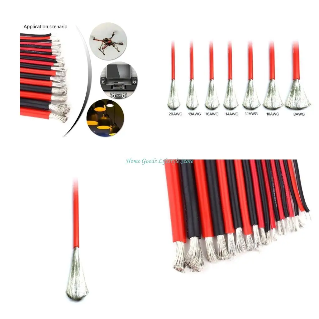 E74E Multiple Gauges Sturdy Silicone Wire for Model Airplanes and Robotics Heat Resistant Tinned Brass Cable Mateials