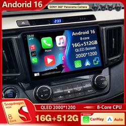 Android 16 For Toyota RAV4 4 XA40 5 XA50 2012 - 2018 LHD 2K QLED Android Car Radio Multimedia Video Player GPS Stereo CarPlay 4G