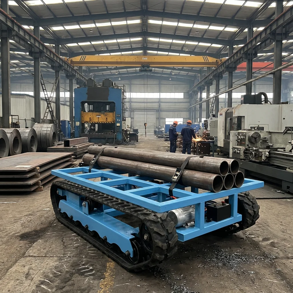 Remote Control Robotic Steel Tracked Platform, Rubber Track Tank Crawler Chassis for Industrial Transport Machinery