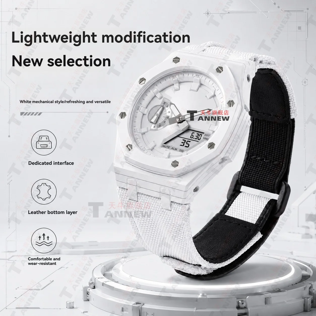 For Casio GA-2100 GA-2110 GA-B2100 GM-2100 GBM-2100, Gen4 Carbon Case & Nylon Strap Mod Kit with Screws, Full Bezel Set