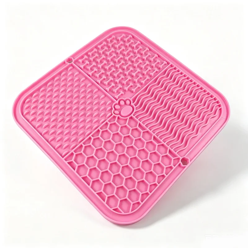 Leckmatte aus lebensmittelechtem Silikon für Haustiere, Slow-Feeder-Pad mit starkem Saugnapf, Anti-Schluck-Futterschale für Hunde, Katzen und Leckerlis – Detail 16