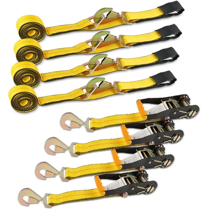 

4 упаковки сверхмощных ремней для крепления оси 2x114 Автомобильные ремни Hauler с карабинами 10000 фунтов Прочность разбития емкостью 3300 фунтов DOT Cert