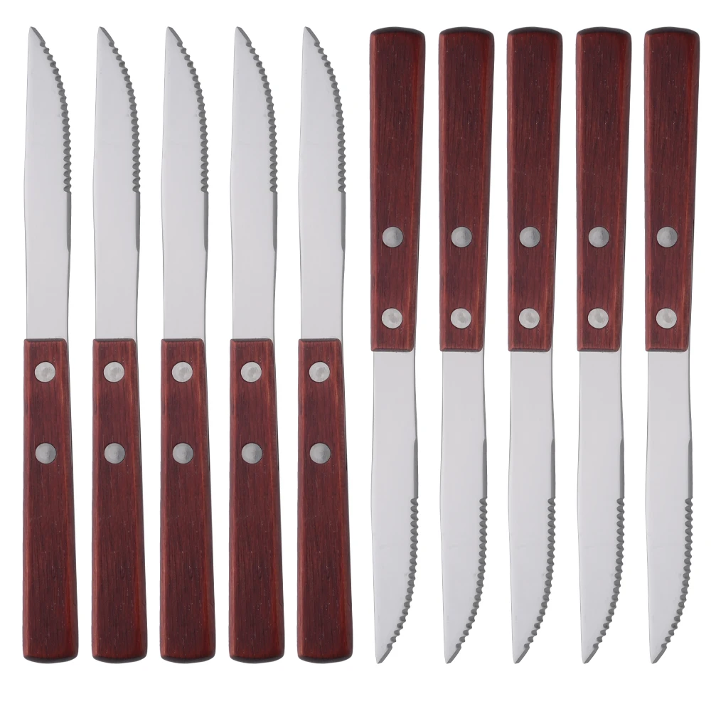 6/10Pcs Besteck Set Natürliche Holzgriff Steak Messer Besteck Edelstahl Abendessen Messer Geschirr Küche Besteck Set