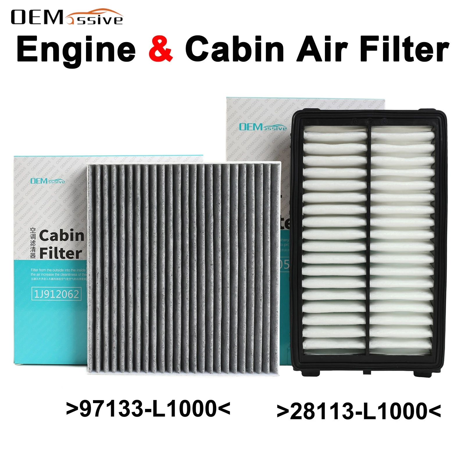 28113-L1000 97133-L1000 Combo Set Engine Cabin Pollen Air Filter For Hyundai Tucson Kia K5 Optima Sportage 2.5L 2022 2023 2024