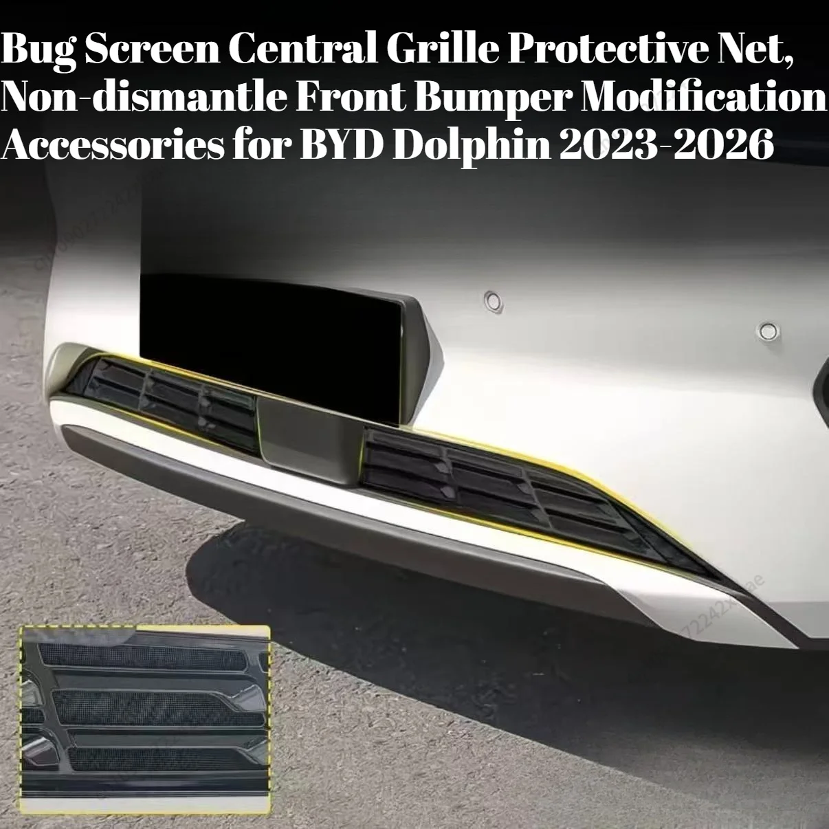 

Non-dismantle Front Grille Bug Screen Version Front Bumper Protective Net Car Mod Accessories For BYD Dolphin 2023-2026 durable