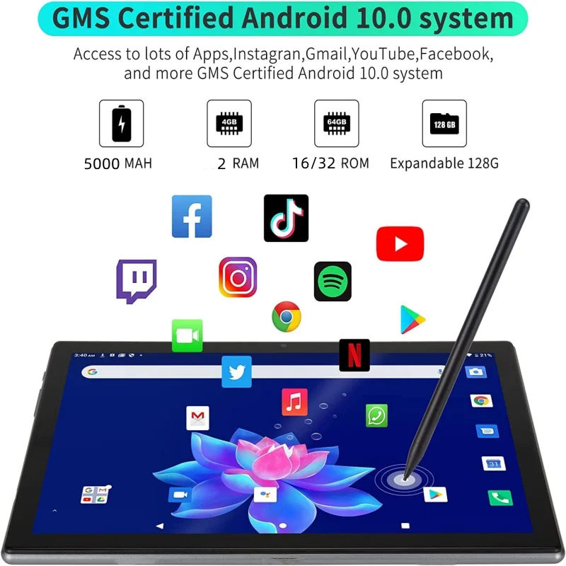 Imagem -02 - Vendas Quentes 10.1 Polegada Android 9.0 Wifi Tablet 2gb Ram 32gb Rom Rct Câmera Dupla Quad Core 1280*800 Tela Ips 5000mah Bateria