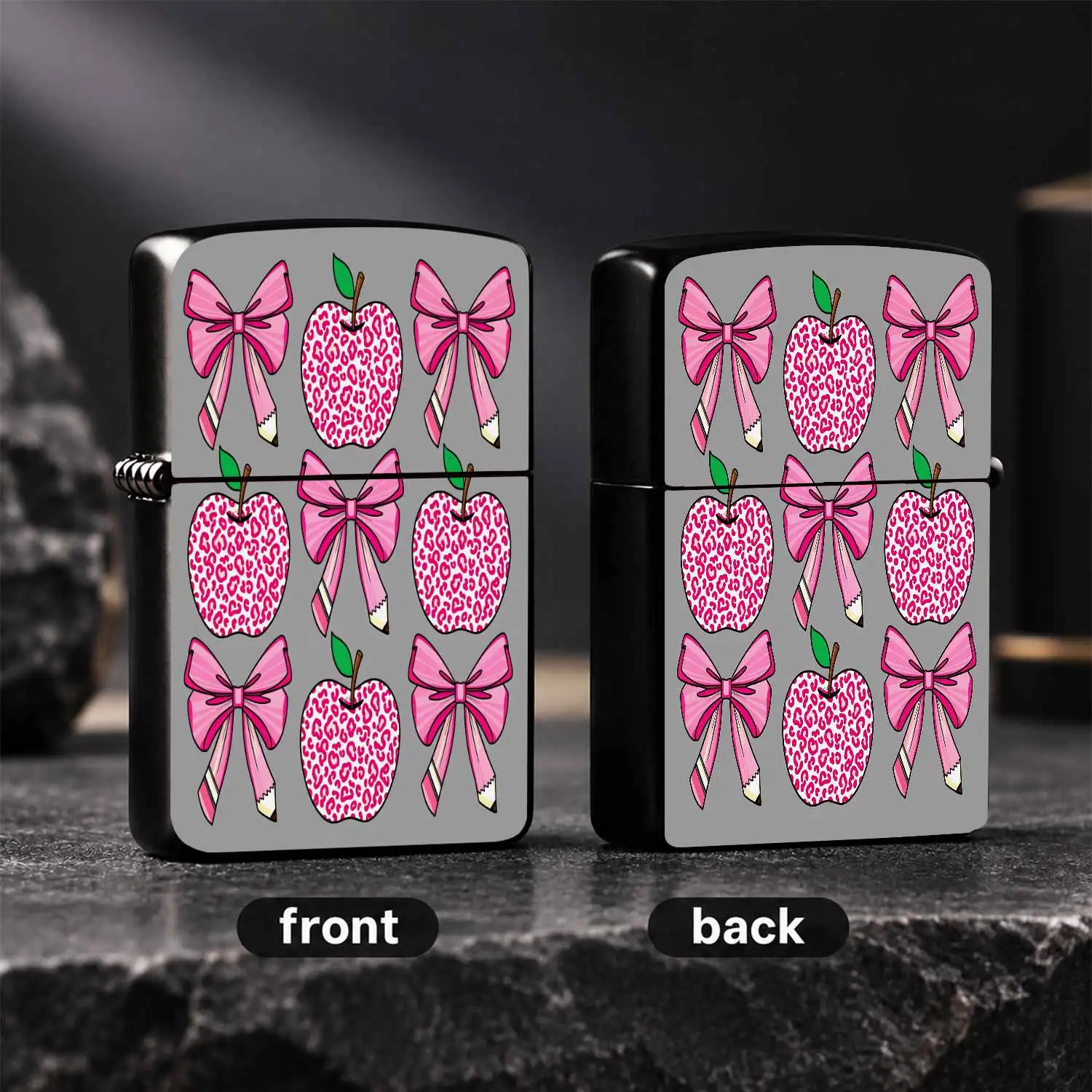 Trendy Cute Pink Leopard Printcreative Pencil Bow Decorative Lighter, Stylish Portable All-Match Accessory For Daily Gathering Travel Dating, Exquisite Unique Nice Gift For Friends And Pattern Lovers For Multiple Daily A Humorous And Intere