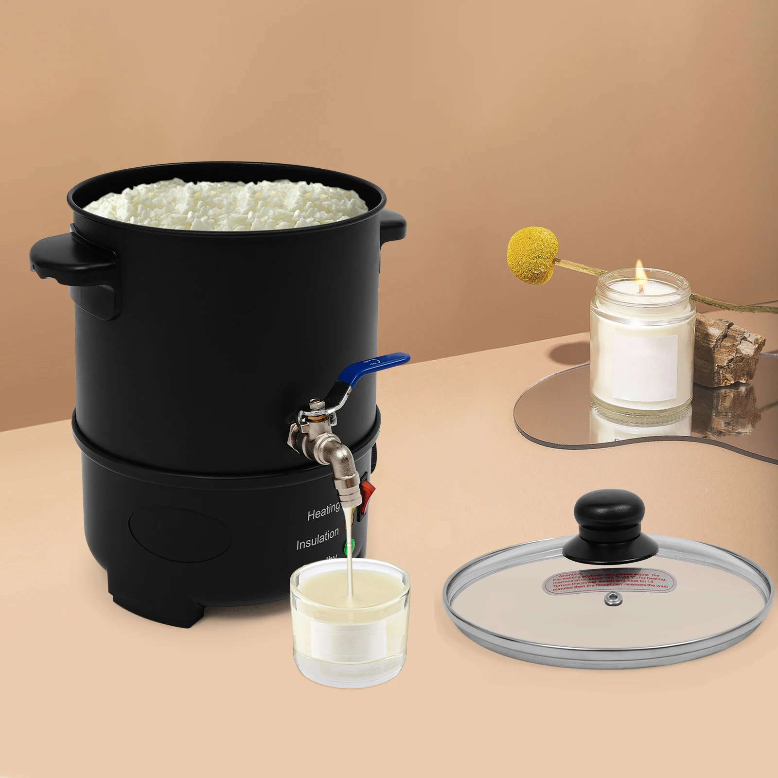 

4L/1.06Gal Electric Wax Melter Black Wax Melting Machine Wax Melting Pot with Temperature Control Raised Feet