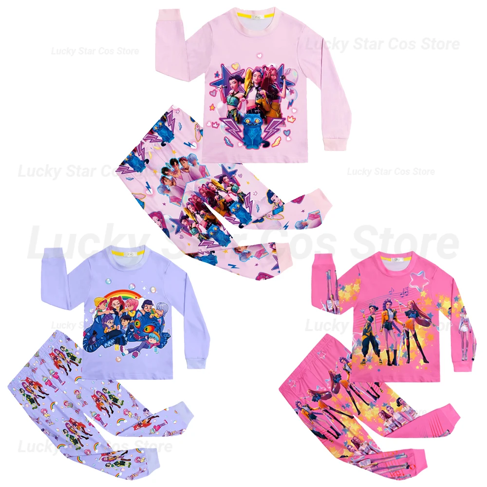 

Huntrix Zoey for Demon Hunters Kids K-Pop Rumi Print Girls Pajamas Tshirt Pants Suits Children Casual Clothes Halloween Costume