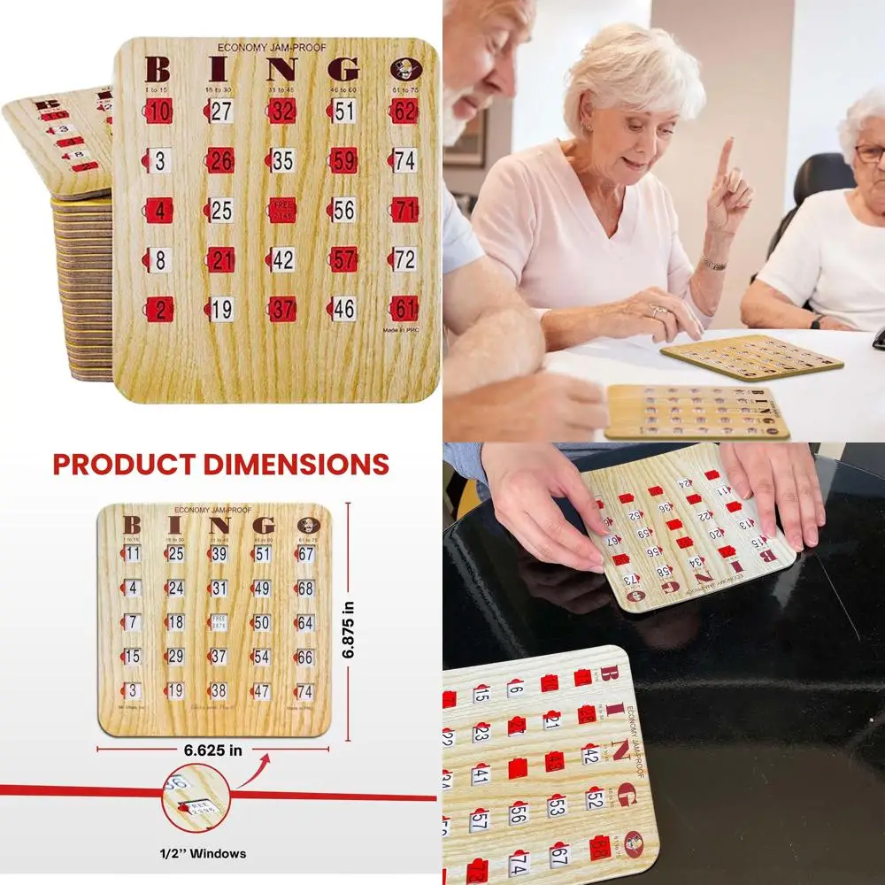 

Jam-Free Fingertip Slide Bingo Cards, 100 Pack with Tan Sliding Windows