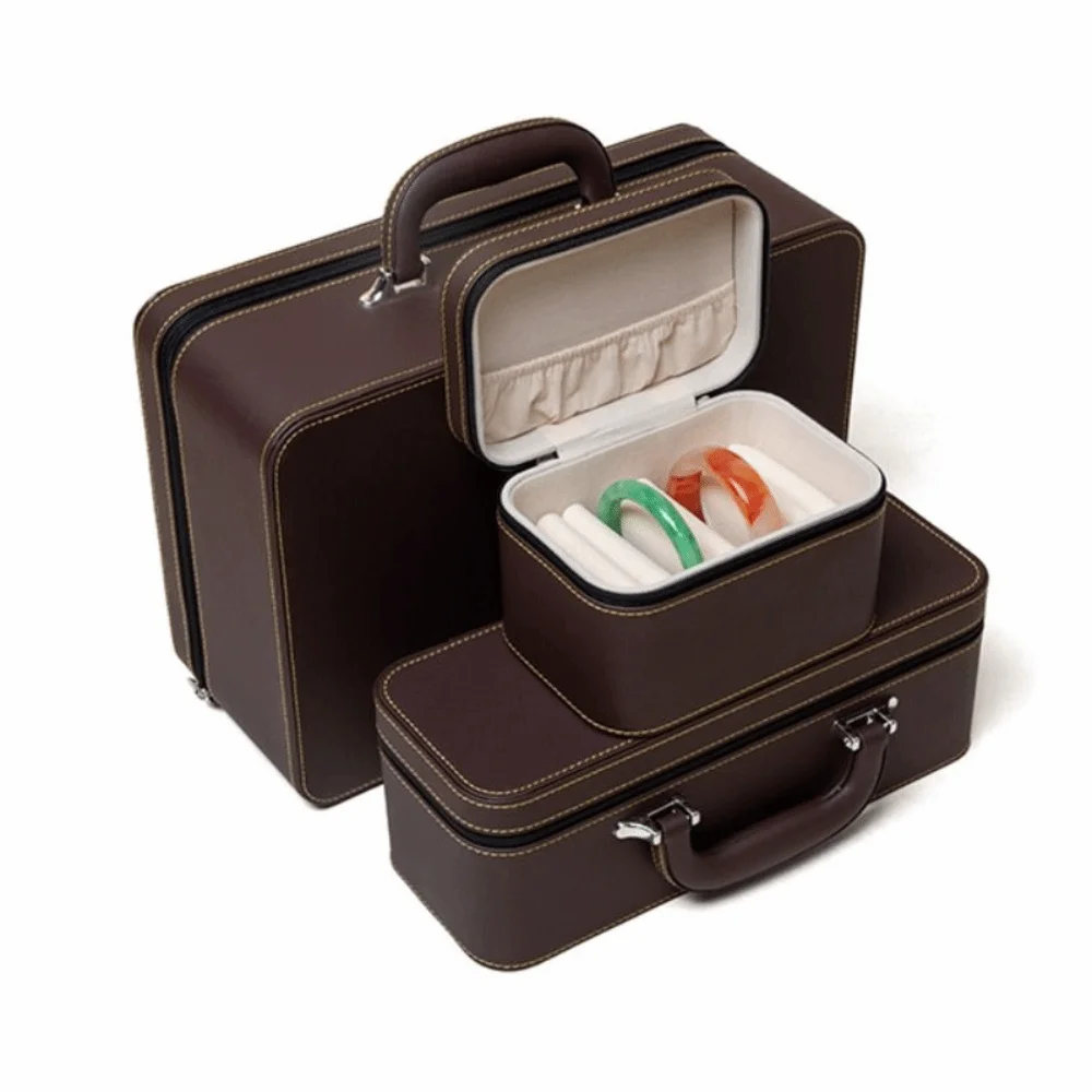 PU Leather Bracelet Display Box Velvet Inner Rings Necklace Jewelry Storage Boxes Organizer Holder Bracelet Carrying Case