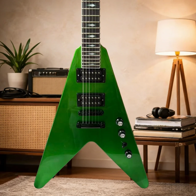 Metal Green Version HH Pcikups Electric Guitar Mahogany Body ABR-1 Bridge Solid Rosewood Neck Performance Novice Free Shipping