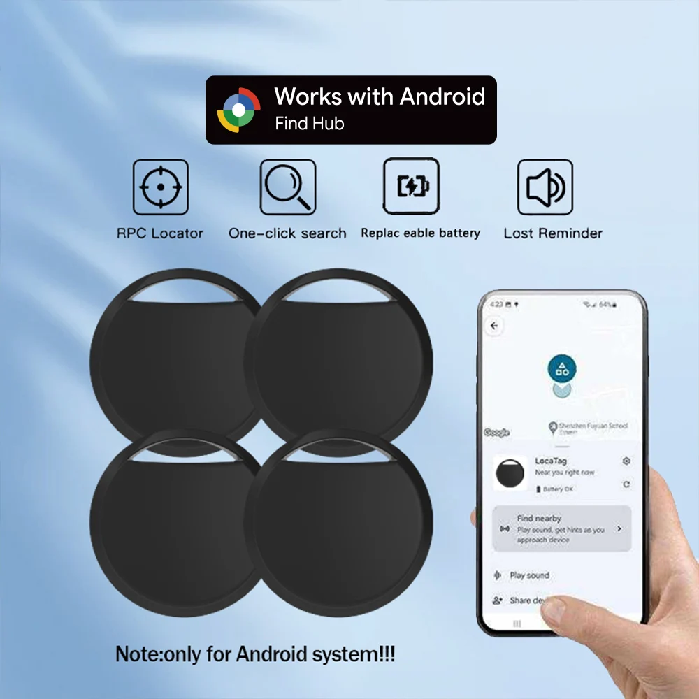 

4-pack Smart Tag - Tracker , Built-in Buzzer, Android-Compatible via Google Find Hub, CR2032 Battery & Privacy Protectio For Bag
