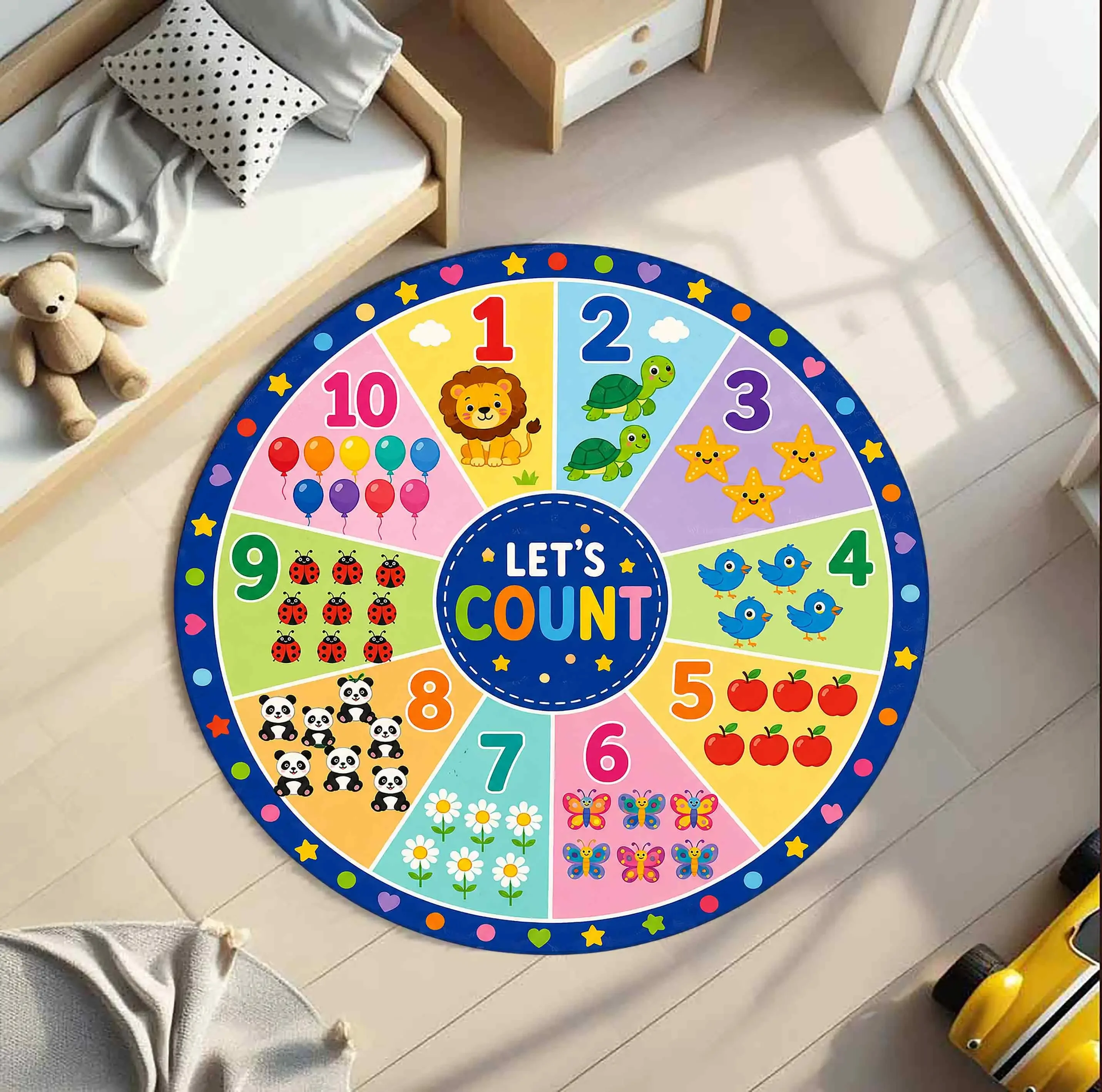 Colorful Number Geometry Pattern graphics Circle Rug living room sofa rug game room entryway bedroom bedside Non Slip Rug