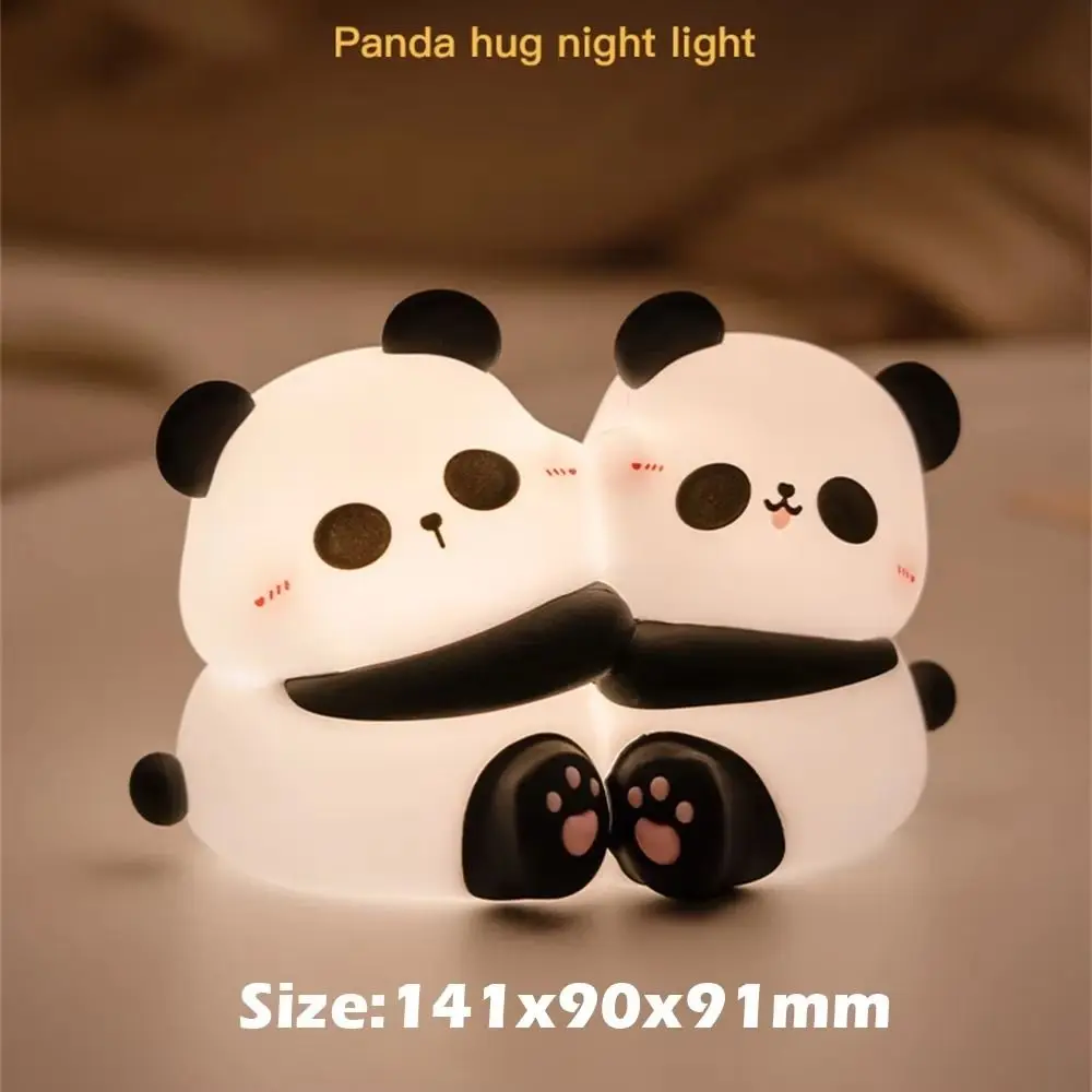 Rechargeable Hug Panda Night Light Eye Protection Soft Light Sleep Atmosphere Light Cute 3 Level Dimmable Bedside Decor Light
