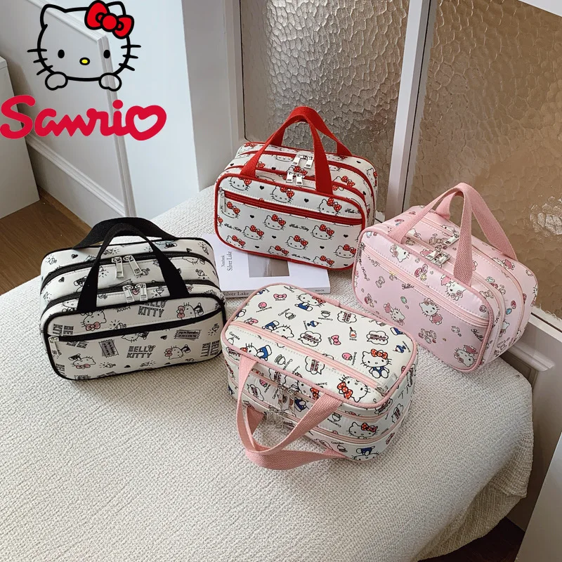 

Hello Kitty 2025 New Women's Makeup Bag Fashion High Quality Handheld Toilet Bag Cartoon Large Capacity Cosmetics Storage Bag