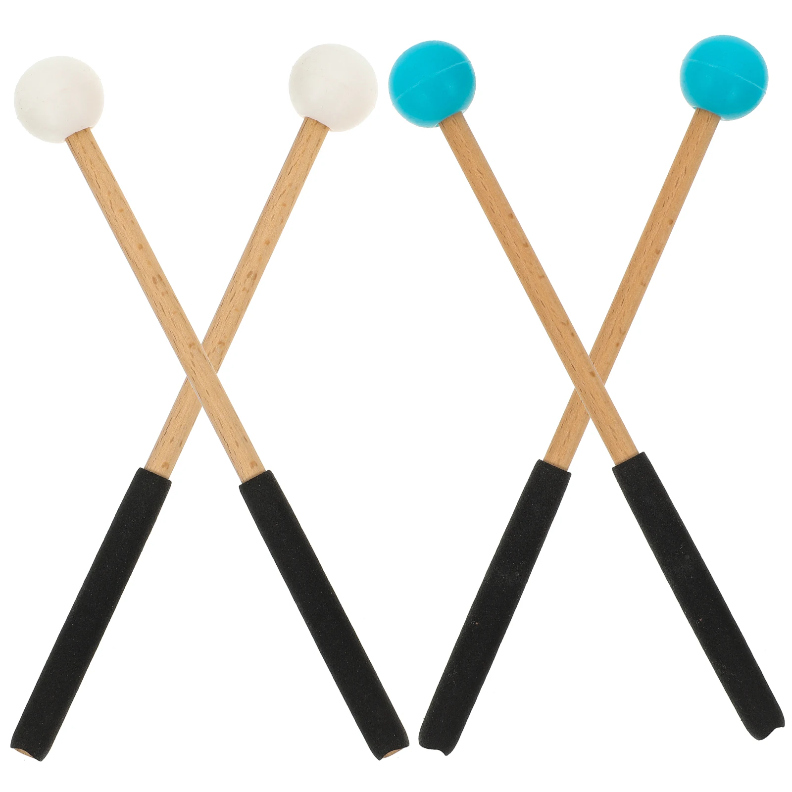 

2 Pairs Marimba Mallet Drumsticks for Percussion Instruments Bass Tongue Wood Xylophone Mallets Child
