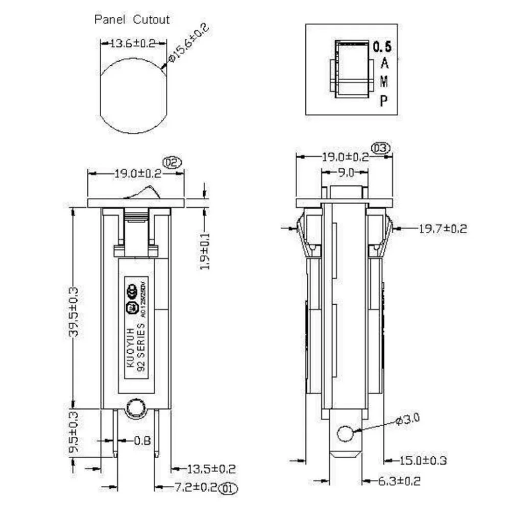 1pc 15A Manual Reset Circuit Breaker Overload Protector 250VAC For Household Appliances Industrial Control Systems