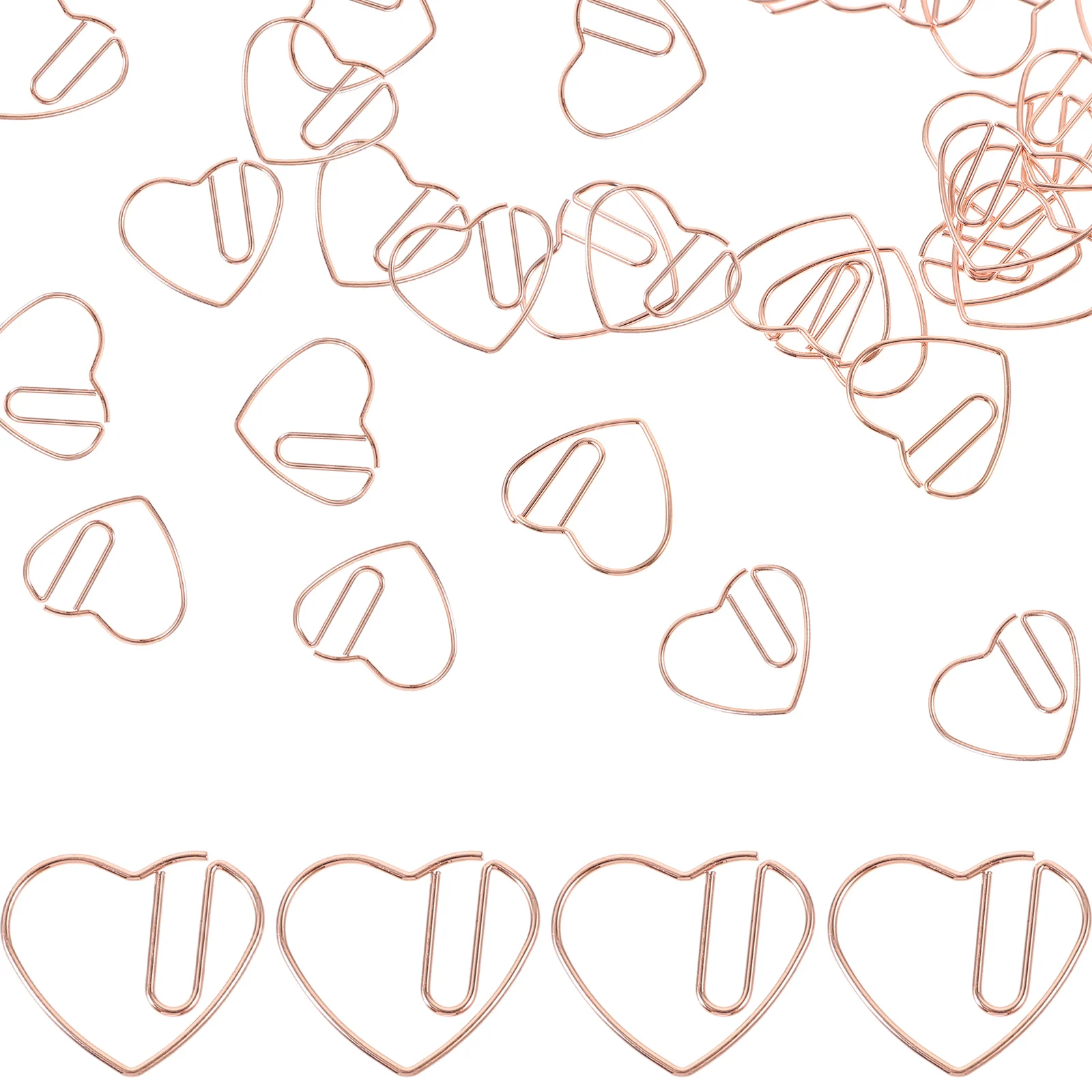 50 Pcs Delicate Paper Clips Decorative Paperclips Cartoon Tiny Heart Metal Shaped Cute