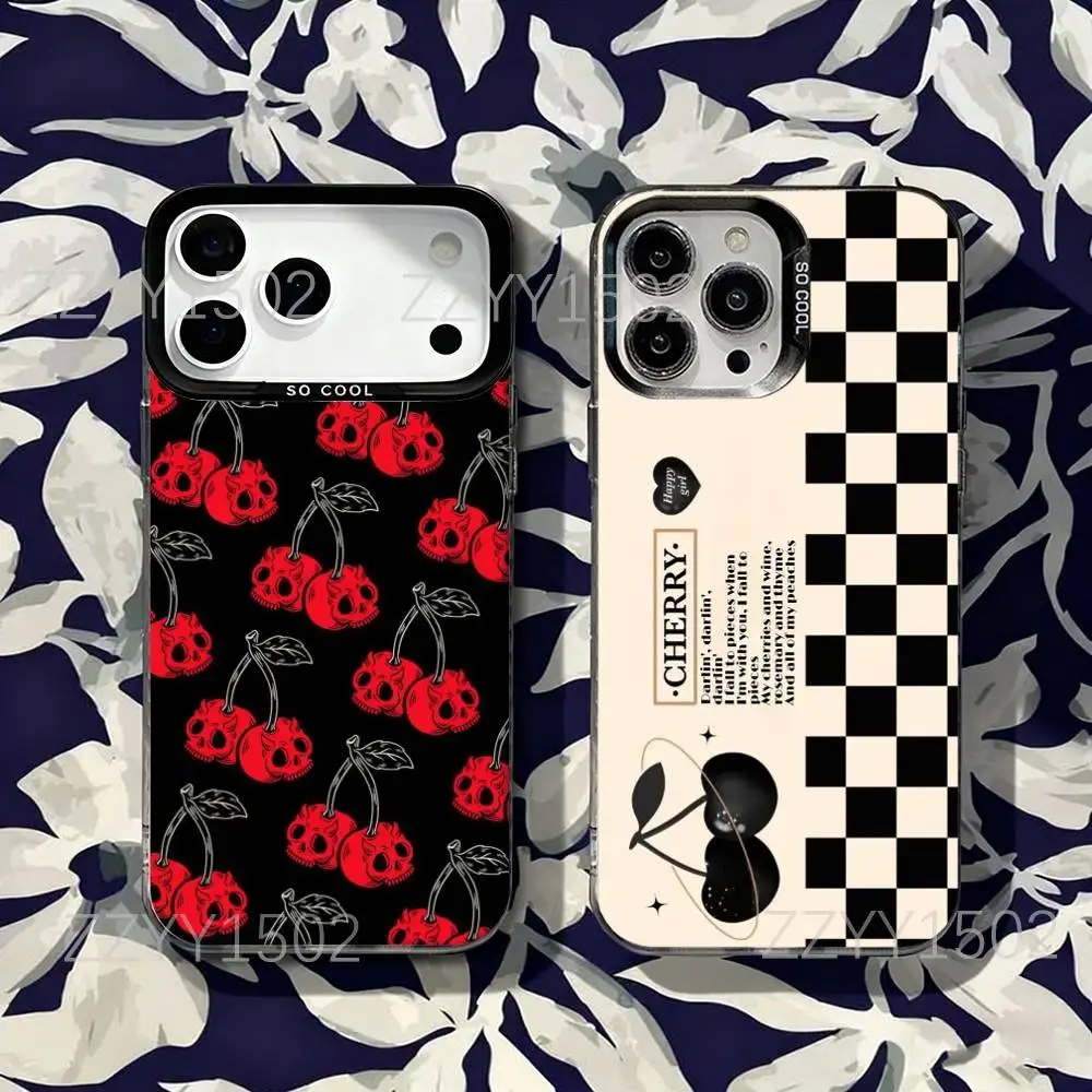 

Rotro Black Cherry Cherries Phone Case For iPhone 17,16,15,14,13,12,X,8,Pro,Max,Plus,SE4,Air,Mini HD Black IMD Matte