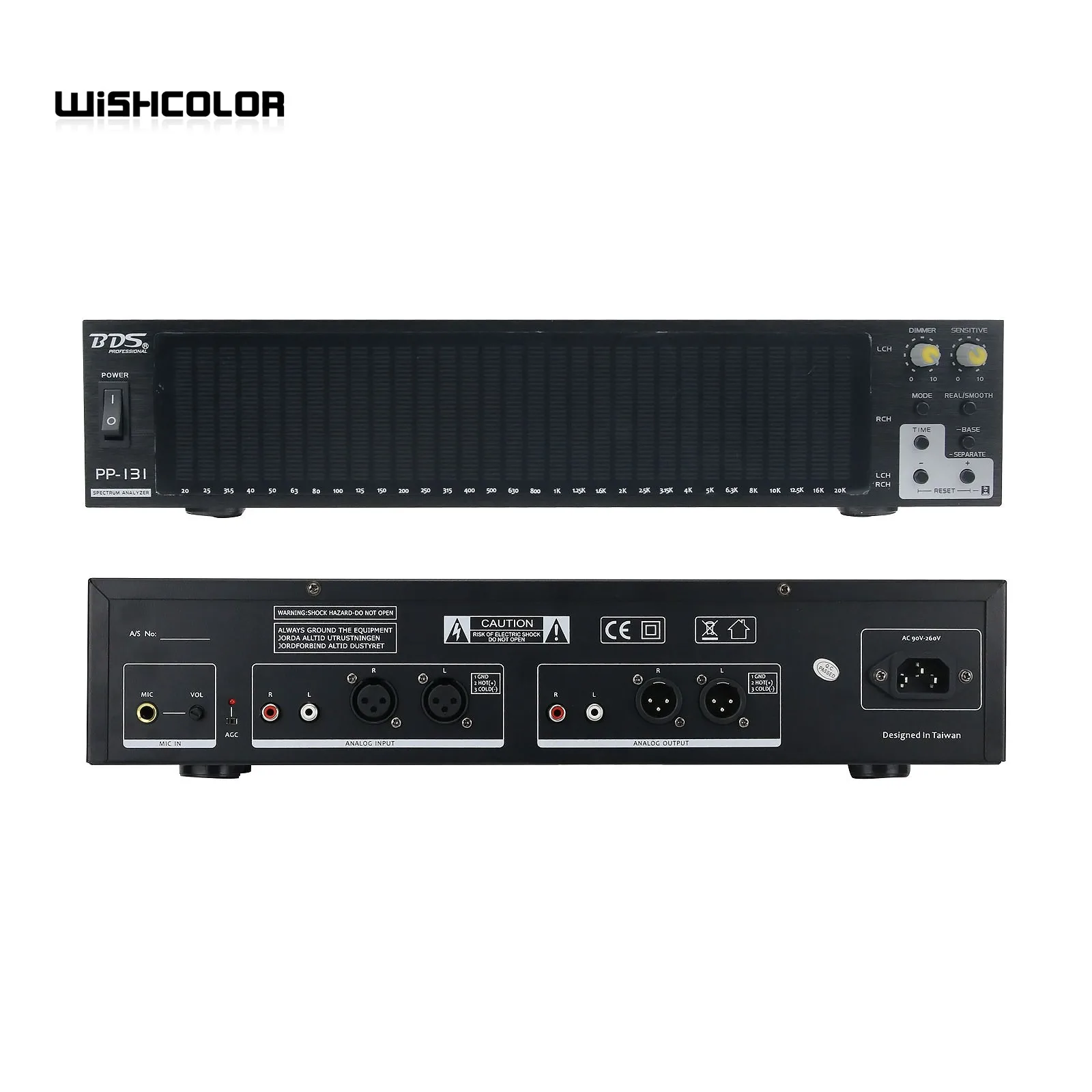 Wishcolor BDS PP-31 Yellow LED Digital Audio Spectrum Analyzer Display 1U Music Spectrum VU Meter 31 Segments - view 3