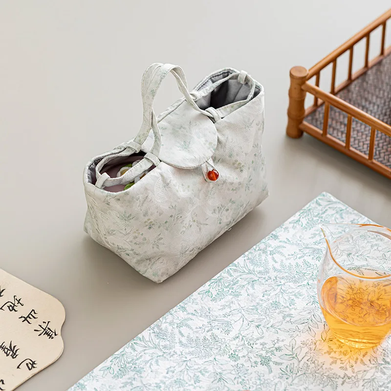 Tea Set Storage Bag Travel Tea Pot Pouch Cloud Silk Cup Bag Shockproof New Chinese Retro Fabric Tea Ceremony Accessories