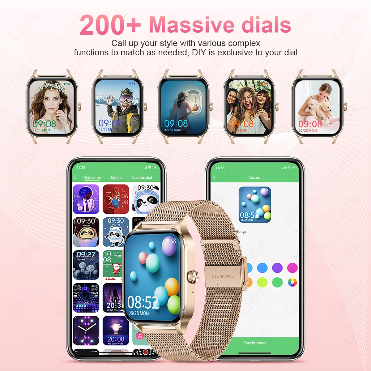 LIGE ファッションスマートウォッチ女性 1.85 インチ - Smartwatch Faces のレビューと価格