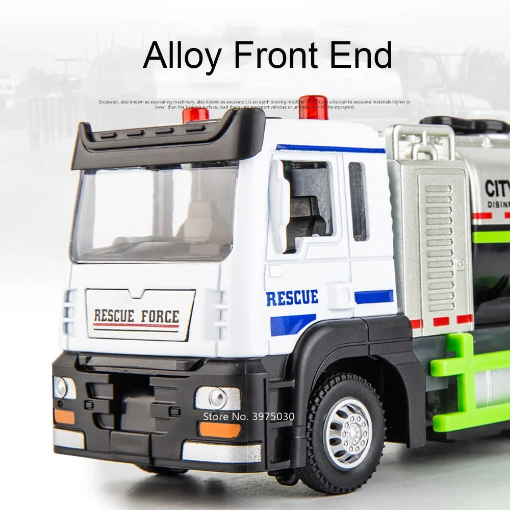 1:32 Anti Haze Spray Truck Miniatur Autos Spielzeug Modell Leichte Musik Staub Entfernung Auto Rad Zurückziehen Engineering Fahrzeug Jungen Geschenke