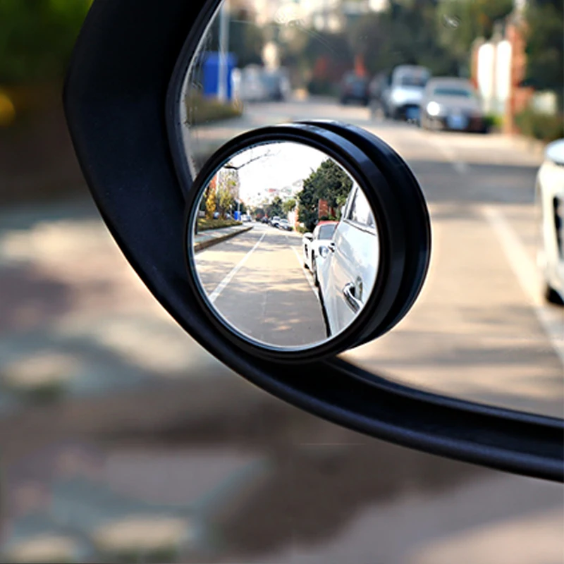 2 buah kaca spion bening mobil, sudut lebar 360 derajat dapat disesuaikan bingkai bulat cembung titik buta