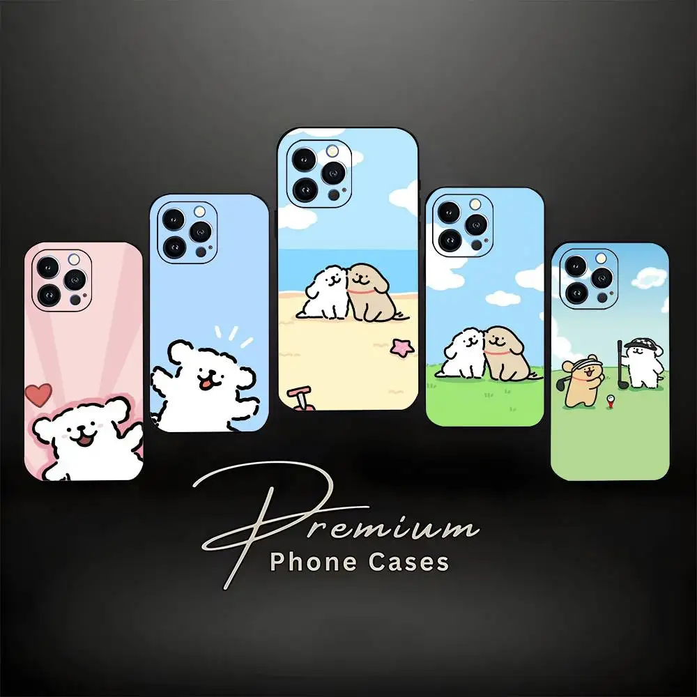 

L-line Puppy M-Malteses Phone Case For iPhone 17,16,15,14,13,12,11 ,Pro Max,XS,X,XR,SE,Mini,8,7,Soft Silicone Black Cover