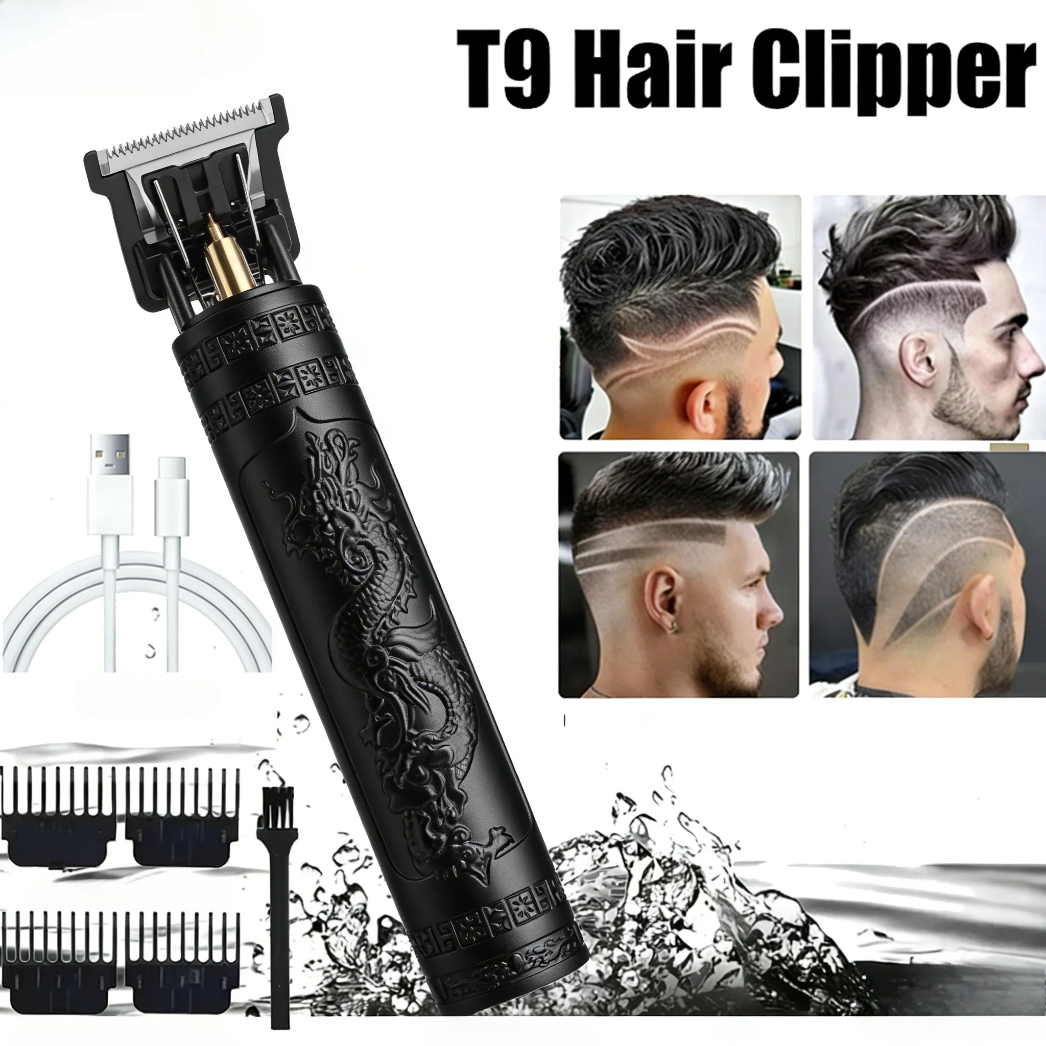 

2026 Cordless Hair Trimmer T9 Hair Clipper USB Fast Charging Shaver Barber Cordless Hair Cutting Machine For Men's barber