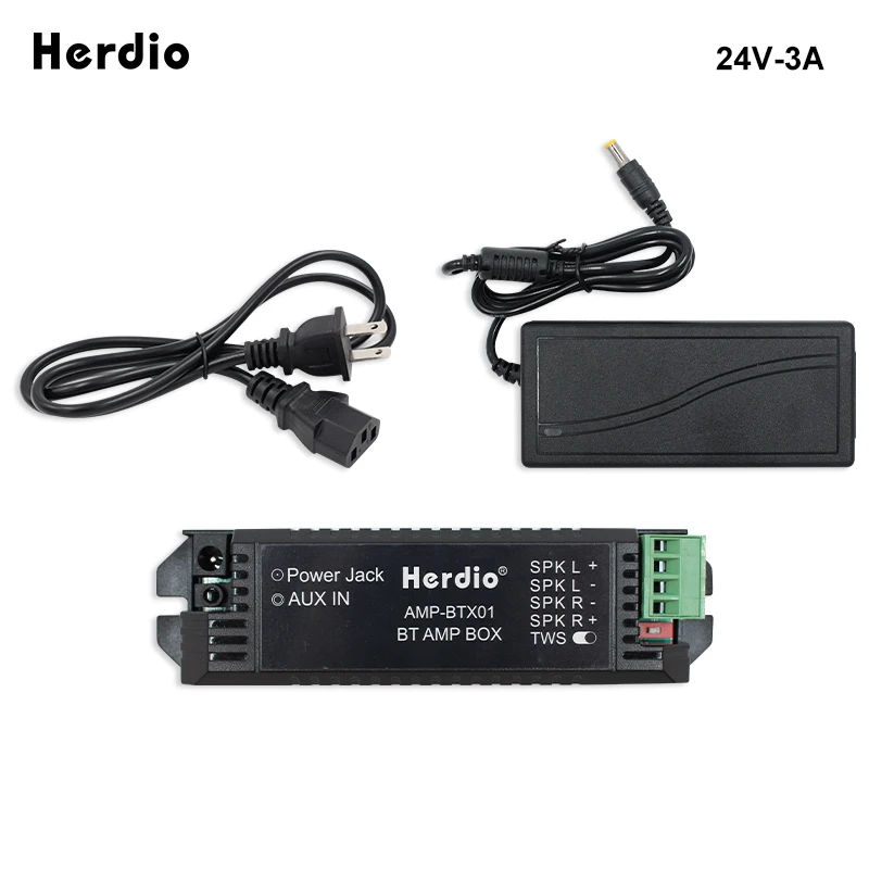 Herdio 24V3A Home Power Amplifiers Audio Bluetooth & Aux Mini Amplifier For Room Wall Ceiling Music Speakers EU/US/UK/ AU Plug