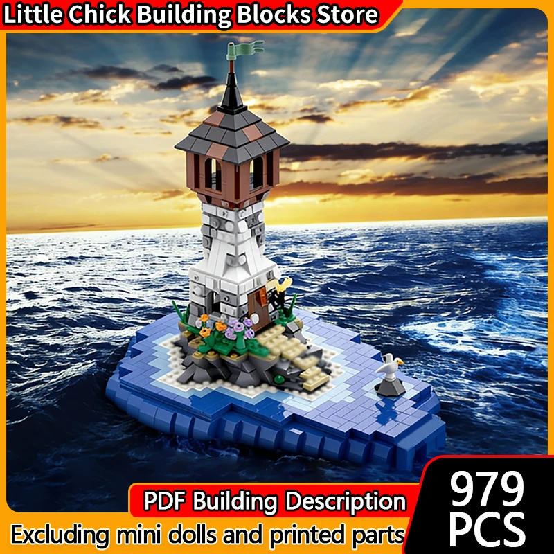 

Средневековый замок, модель MOC, строительные кирпичи, маяк на море, модульная технология, детские праздничные подарки, сборные игрушки, костюм