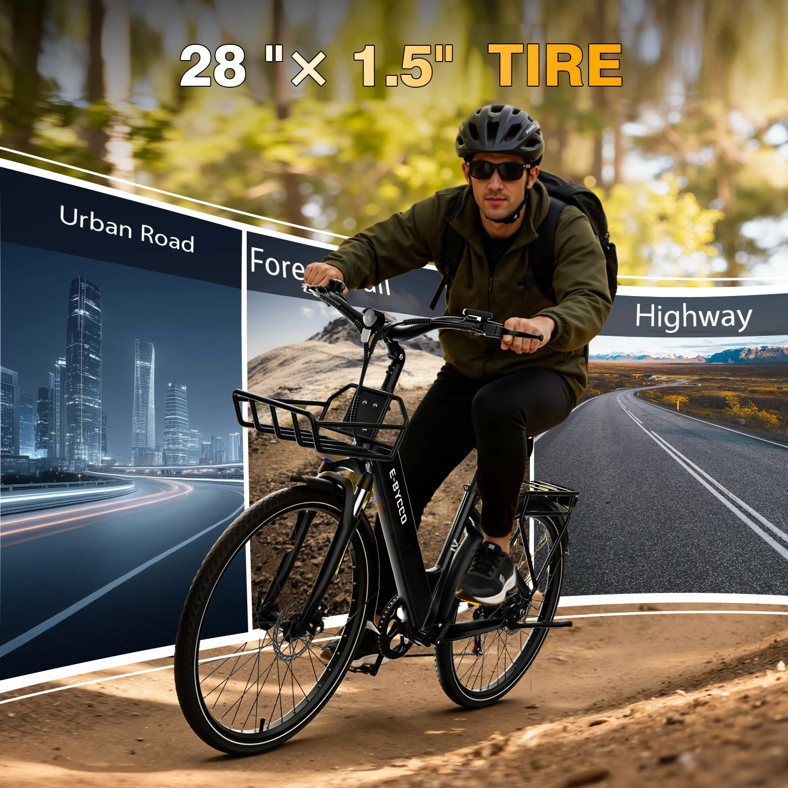 E-BYCCO V1 Elektrofahrrad für Erwachsene, 36V15,6Ah Akku, 250W Motor, Elektrofahrrad mit 28*1,5 Zoll Reifen, City-Pendler-E-Bike – Detail 3