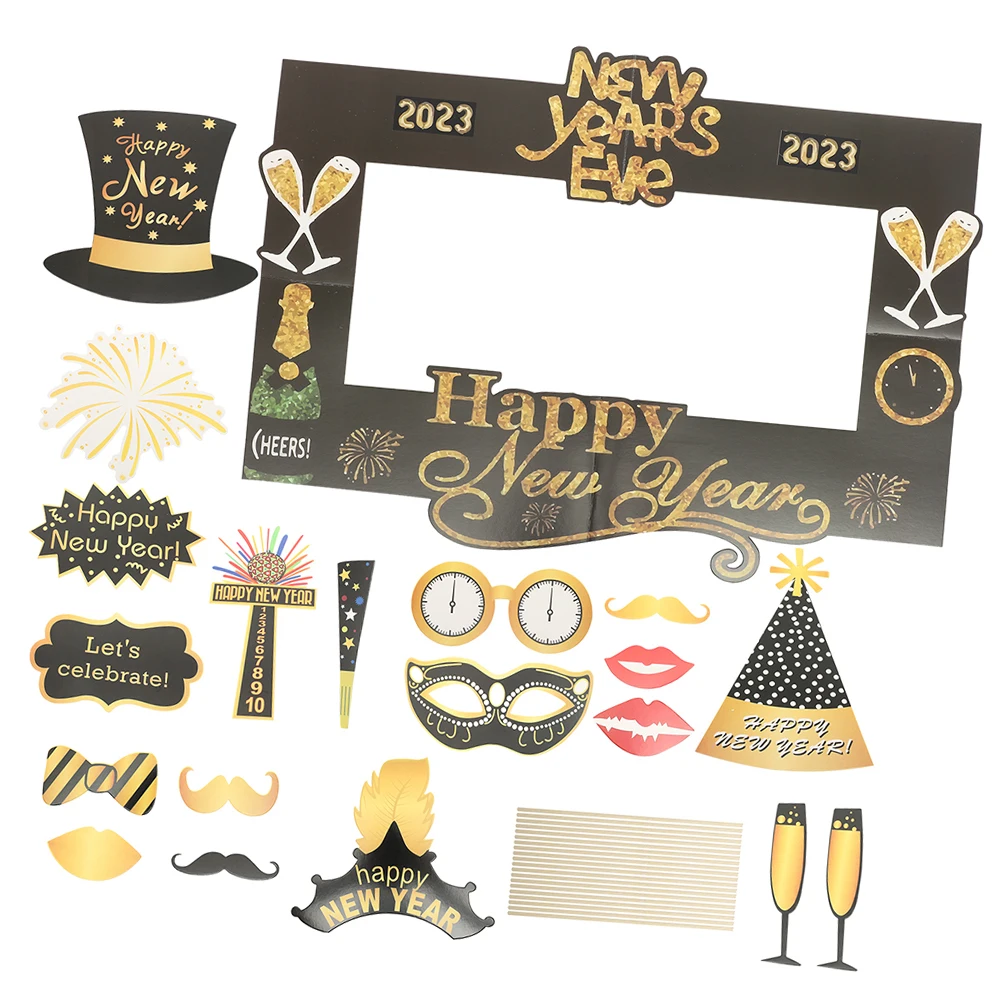 

New Year 2024 2024 Party Photo Prop Party nament Decor Paper Frame H held naments Shooting Props