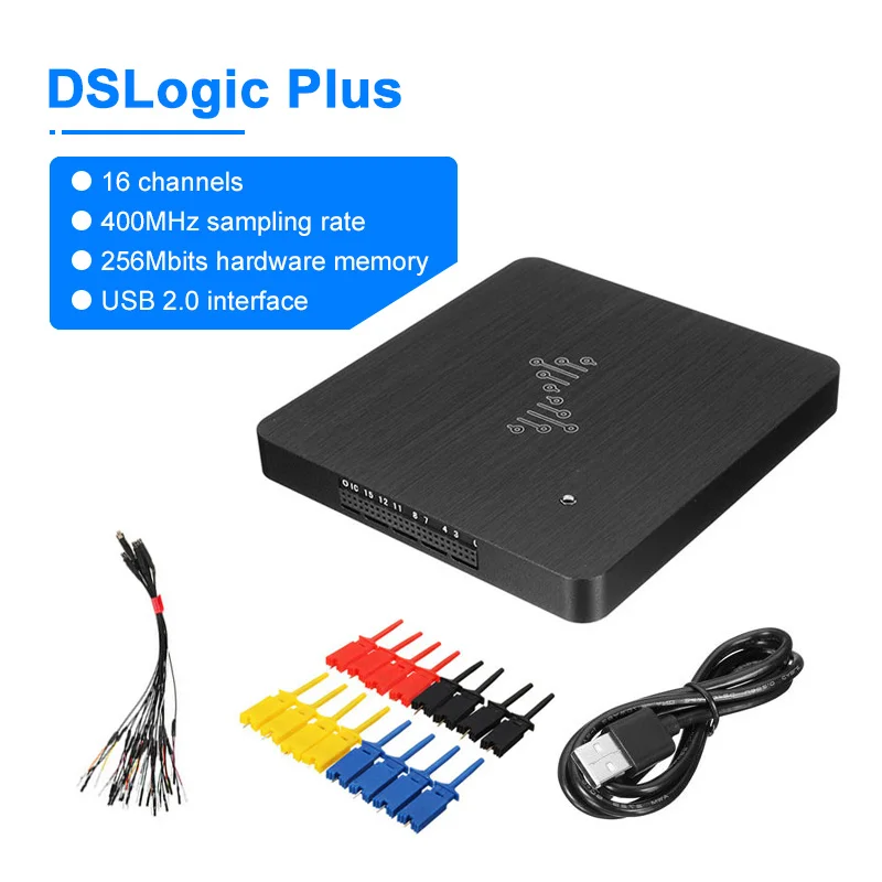 DSLogic Plus 16CH Logic Analyzer with USB 2.0 400MHz Sampling Rate 256Mbits Hardware Memory Debugging Kit