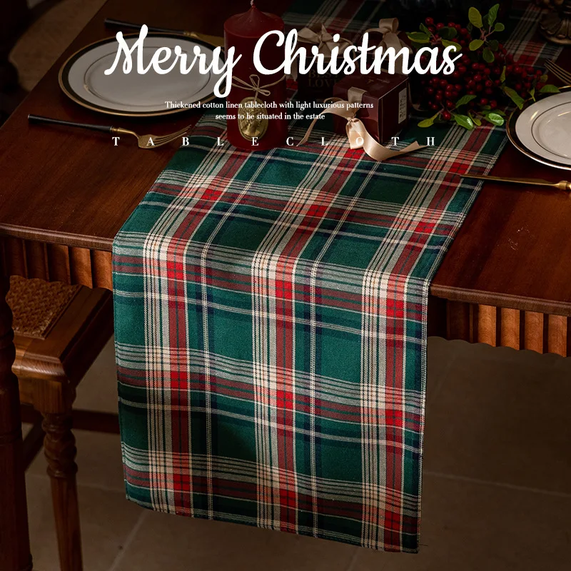 

Christmas Checkered Tartan Table Runner - Buffalo Plaid Xmas Stain Resistant Washable Table Decoration for Parties/Holiday Decor