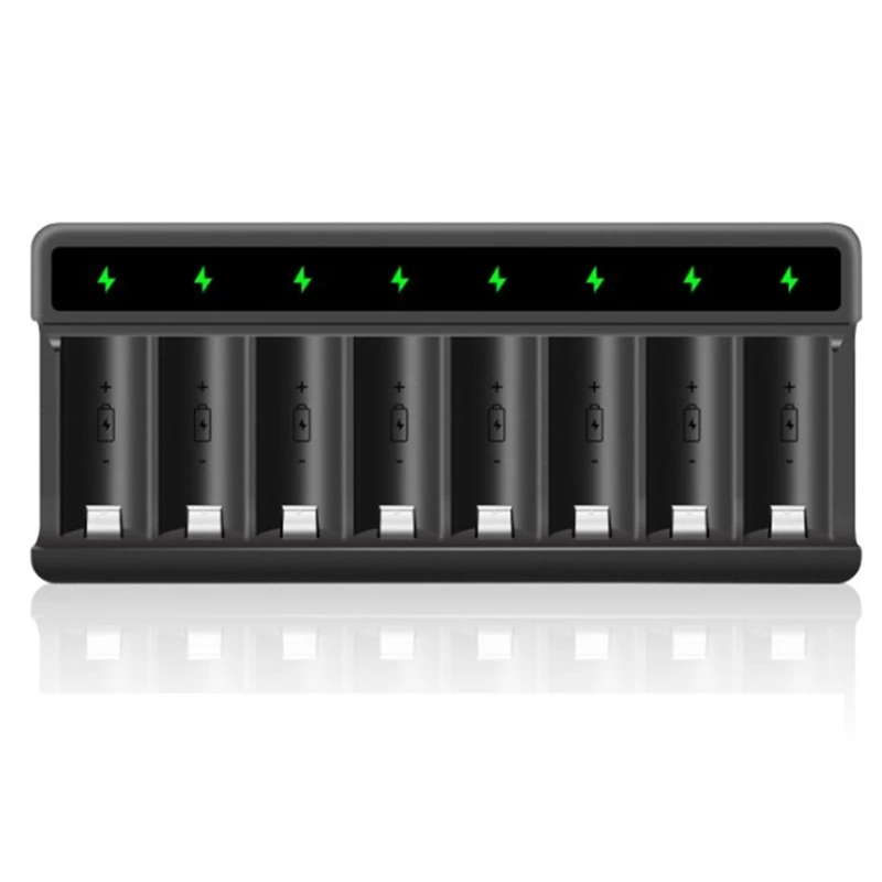 Universal Battery Charger For CR123A Battery Rechargeable Batteries With LED Indicator, Smart USB 8-Slot Battery Charger