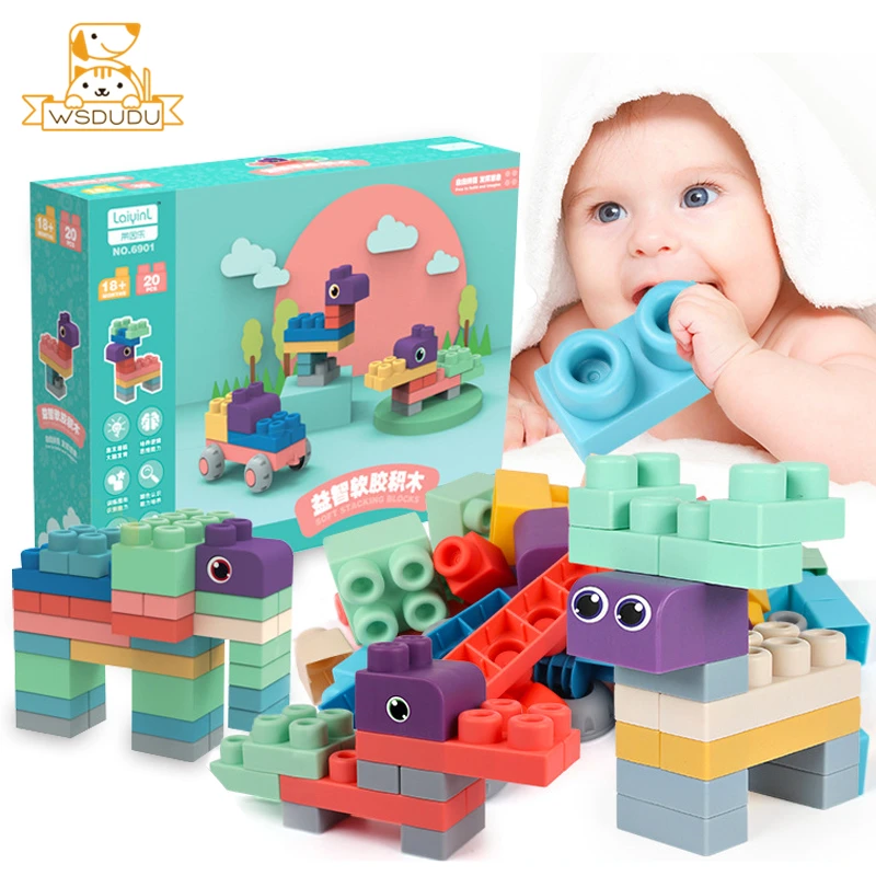 Big Soft Building Blocks PE Rubber Safe Stackable Bricks Large Puzzle Toy Toddler DIY Game Baby Construction Cubes Children Gift