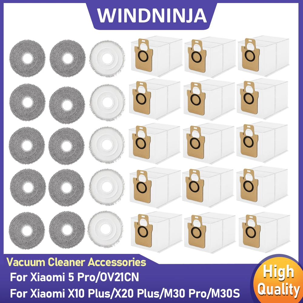 

For Xiaomi 5 Pro/OV21CN Mop Cloths Dust Bag Parts For Xiaomi X10 Plus/X20 Plus/M30 Pro/M30S Robot Vacuum Cleaner Replacement
