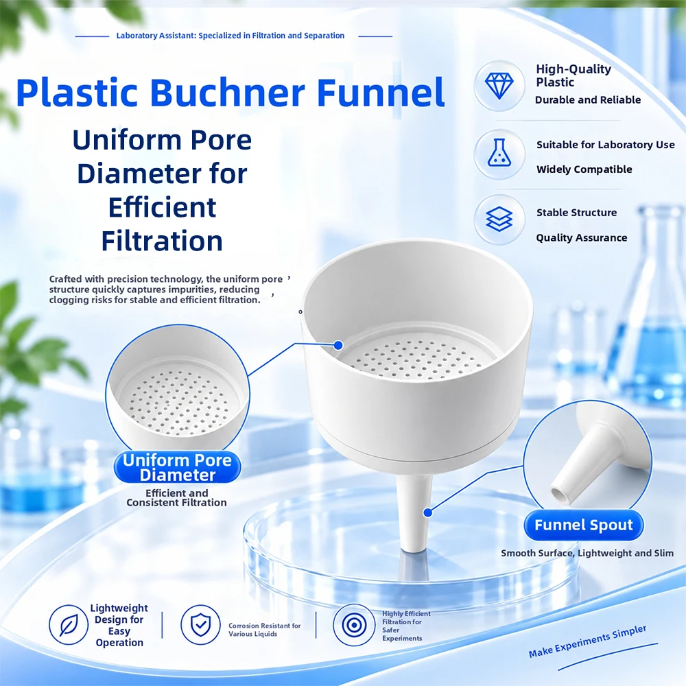 1 szt. 60mm 75mm 90mm 130mm 150mm Plastikowy, odporny na korozję, zdejmowany lejek filtracyjny, lejek Buchnera, zdejmowany lejek filtracyjny — zdjęcie produktu 4