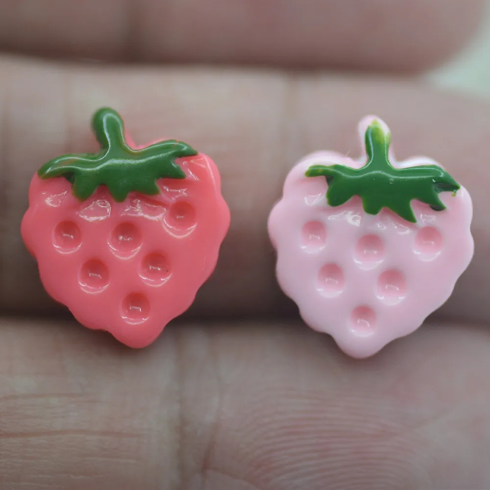 30pcs resin strawberry flat back cabochon for embellishments scrapbooking Dollhouse Hair Clip decoration 13*17mm