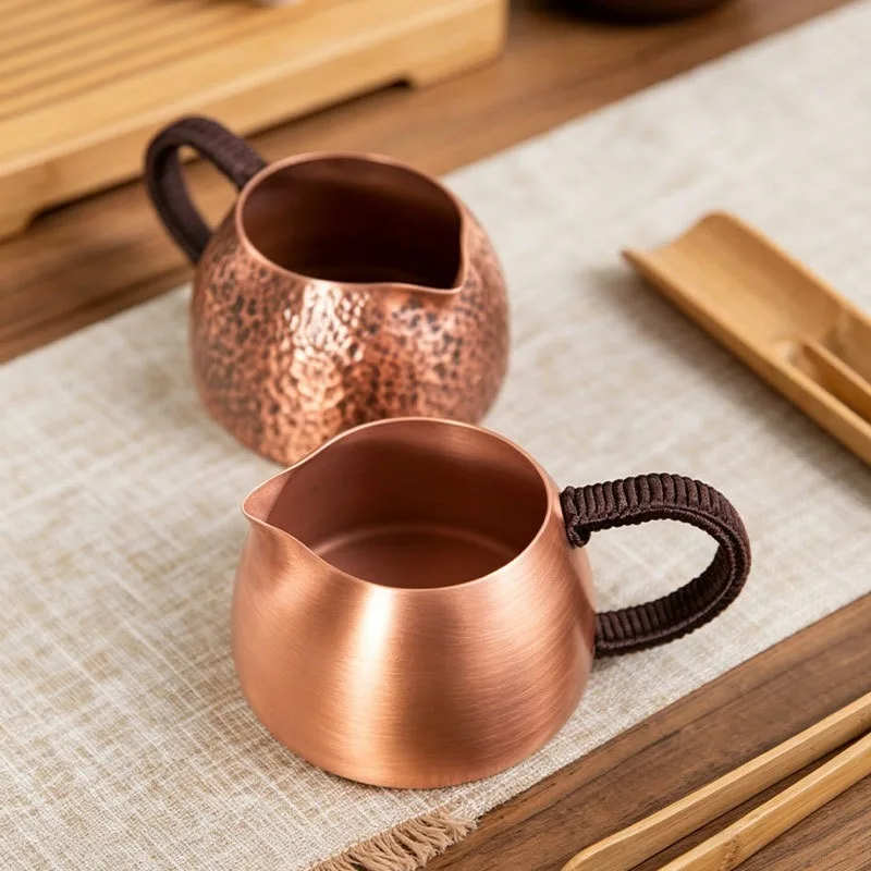 Hand Hammered Pure Copper Fair Pitcher Multiple Styles Retro Cha Hai For Home Gongfu Tea Ceremony Accessory