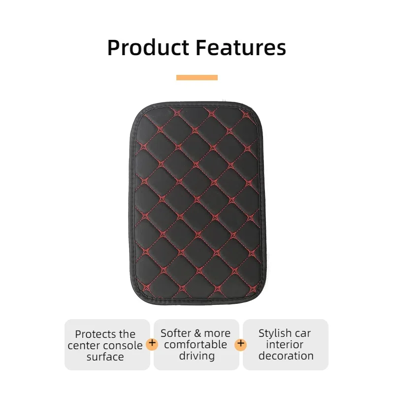 Star Texture PU Leather Car Armrest Box Cushion Center Console Protection Cushion Double Pocket or No Pocket view 6